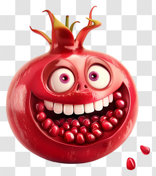 3d Cartoon Fruit - Smiling Pomegranate Transparent PNG