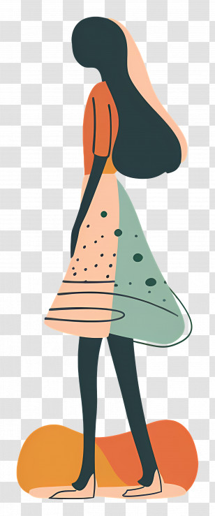 Woman In Skirt - Stylish Woman In Colorful Dress Illustration Transparent PNG
