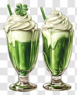St Patrick Shamrock Shakes - Green Milkshake With Cream Transparent PNG