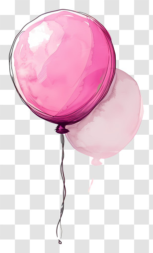 Pink Balloon - Pink Balloon With String Illustration Transparent PNG