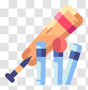 Cricket Icon - Cricket Bat And Stumps Illustration Transparent PNG