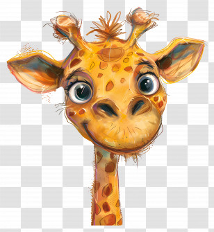 Giraffe - Cartoon Giraffe With A Friendly Smile Transparent PNG