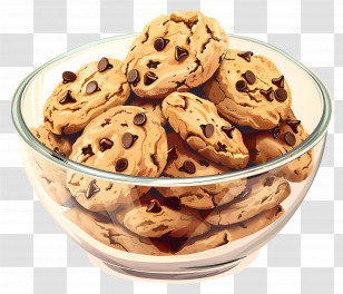 Chocolate Chip Cookies - Bowl Of Chocolate Chip Cookies Illustration Transparent PNG