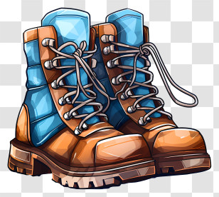 Winter Boots - Rugged Hiking Boots With Blue Details Transparent PNG
