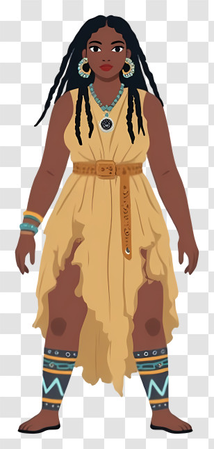 African Aboriginal Woman - Woman In Yellow Outfit With Bracelets Transparent PNG