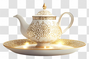 Ramadan - Decorative Teapot With Gold Patterns Transparent PNG