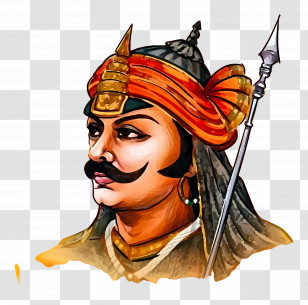 Maharana Pratap - Warrior With Spear And Traditional Attire Transparent PNG