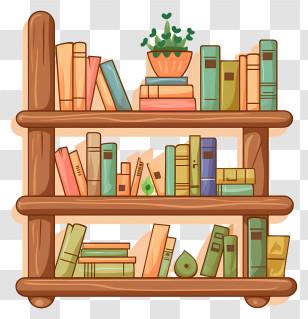 Bookshelf - Bookshelf With Colorful Books Transparent PNG