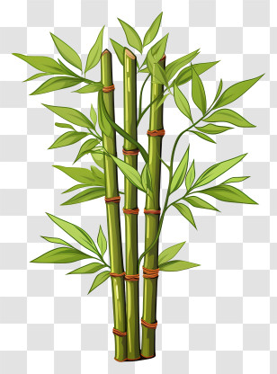 Flat Bamboo Stem - Green Bamboo Plant Illustration Transparent PNG
