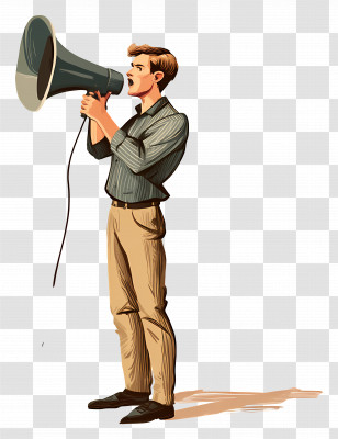 Man With Loudspeaker - Man Announcing With Megaphone Transparent PNG