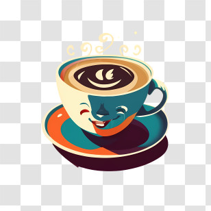 Cartoon Coffee Cup - Smiling Cartoon Coffee Cup Illustration Transparent PNG