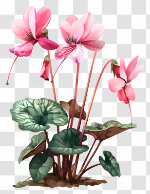 Cyclamen Flower - Pink Cyclamen Flowers Illustration Transparent PNG