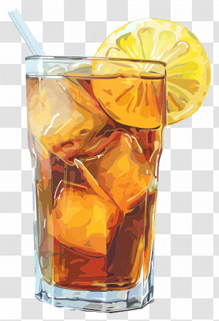 Glass Of Iced Tea With Lemon Slices - Glass Of Iced Tea With Lemon Garnish Transparent PNG