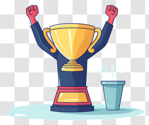 Golden Trophy - Golden Trophy With Celebratory Arms Transparent PNG