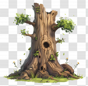 Tree Trunk - Detailed Hollow Tree Illustration Transparent PNG