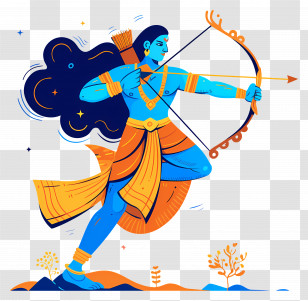 Dussehra - Blue Archer Mythological Figure Transparent PNG