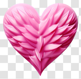 Heart - Pink Heart With Feather Texture For Decoration Transparent PNG