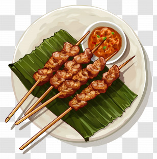 Satay - Grilled Satay Skewers With Peanut Sauce Transparent PNG