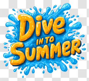 Dive Into Summer - Dive Into Summer Text With Splash Transparent PNG