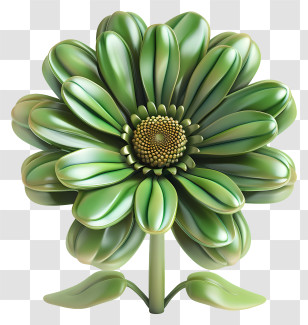 Transvaal Daisy - Illustration Of A Green Daisy With Artistic Details Transparent PNG