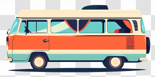 Bus - Retro Camper Van Illustration For Travel Enthusiasts Transparent PNG