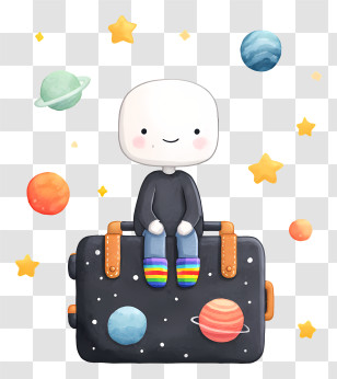 Galaxy Suitcase - Cute Space Traveler On Luggage Transparent PNG