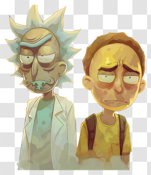 Rick And Morty - Cartoon Illustration Of Scientist And Boy Transparent PNG
