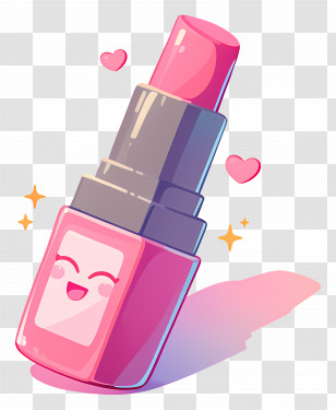 Pink Lipstick - Cute Lipstick Cartoon With Smiling Face Transparent PNG