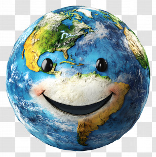 Happy Earth - Smiling Earth Globe Cartoon Design Transparent PNG