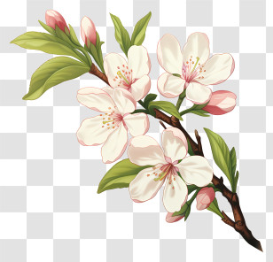 Tree Branch - Branch With Elegant White Blossoms Illustration Transparent PNG
