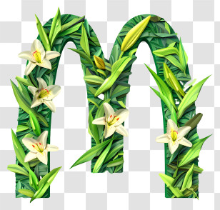 Mcdonalds Logo - Greenery Letter M With White Flowers Transparent PNG