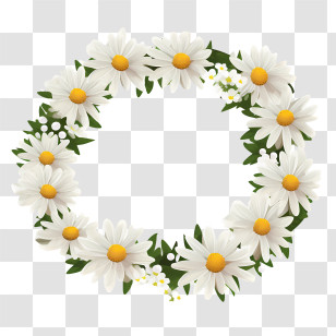 Daisy Flower - Daisy Floral Wreath With White Flowers Transparent PNG