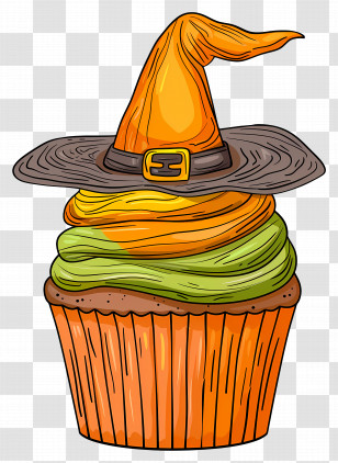 Halloween Cupcake - Halloween Cupcake With Witch Hat Design Transparent PNG