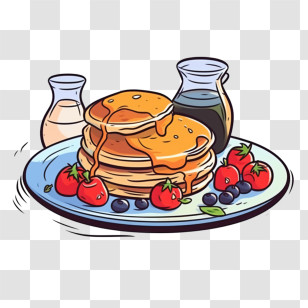 Breakfast
 - Pancakes With Berries And Syrup Illustration Transparent PNG