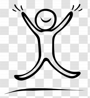 Stick Figure Jumping - Jumping Happy Stick Figure Illustration Transparent PNG