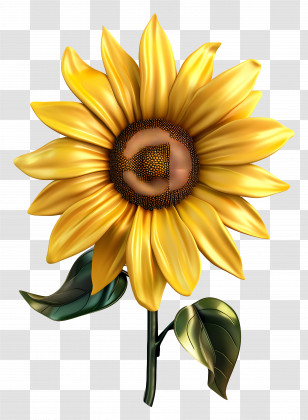 3d Flower - Bright Yellow Sunflower Bloom Transparent PNG