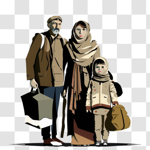 World Refugee Day
 - Refugee Family Illustration Transparent PNG