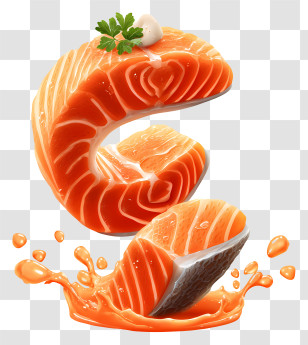 Salmon In The Air - Fresh Salmon Slices Transparent PNG