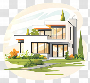 Modern House - Modern House With Garden Transparent PNG
