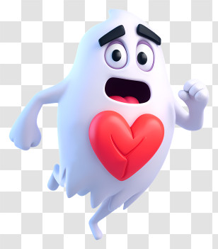 Cartoon Ghost Heart - Ghost With Heart Cartoon Character Transparent PNG