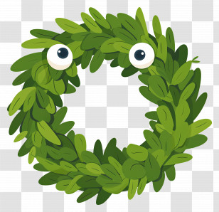 Green Wreath - Green Leaf Wreath With Eyes Transparent PNG