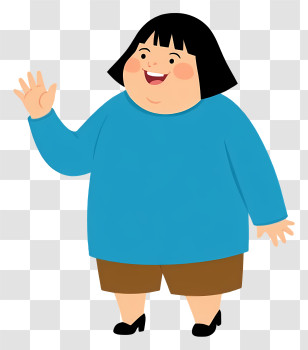 Overweight Woman - Cartoon Woman Waving Transparent PNG