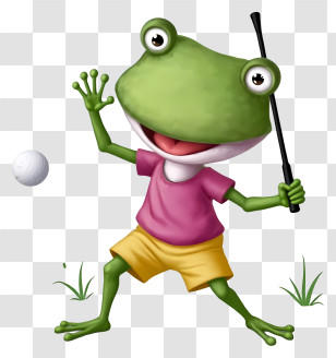 Cartoon Frog - Frog Playing Golf Cartoon Transparent PNG