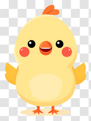 Kawaii Duckling - Adorable Yellow Baby Chick Transparent PNG