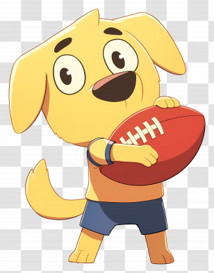Cartoon Labrador Retriever - Cartoon Yellow Dog Holding A Football Transparent PNG