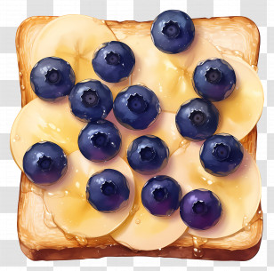 Bread With Fruit - Toast With Honey, Banana, And Blueberries Transparent PNG
