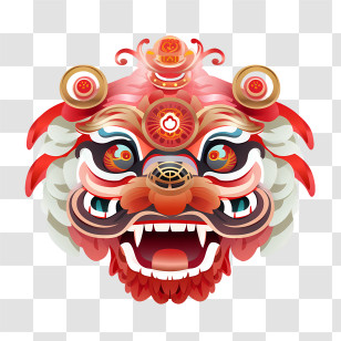 Chinese Lion Dance Head - Chinese Dragon Mask With Traditional Art Transparent PNG