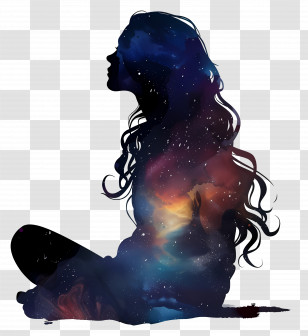 Girl Silhouette - Galaxy Silhouette Of A Woman Transparent PNG