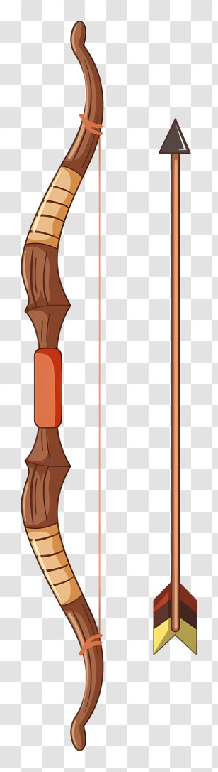 Arrow - Wooden Bow And Arrow In Flat Cartoon Style Transparent PNG