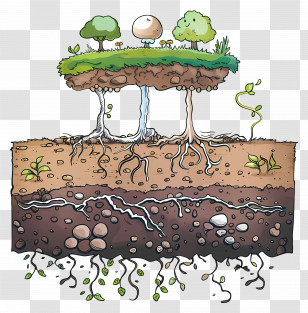 Soil Land - Illustration Of Soil Layers And Roots Transparent PNG